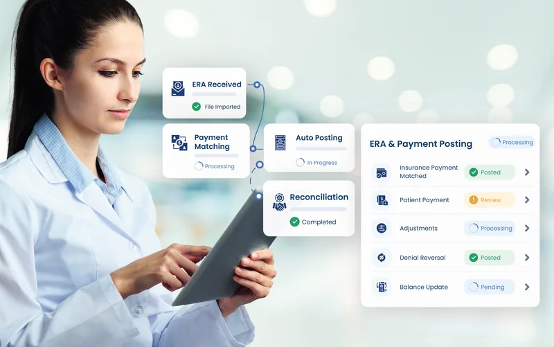 eCareHealth ERA and payment posting: an imported remittance auto-posting insurance and patient payments, adjustments and reconciliation