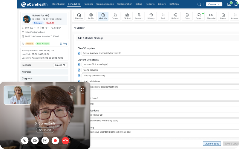 Client engagement — portal, telehealth, secure messaging