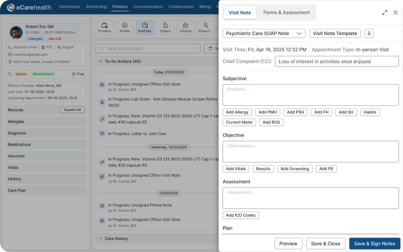 Clinical documentation — therapy notes with AI scribe