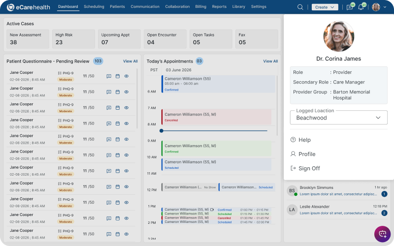 Practice management — analytics, supervision, multi-location